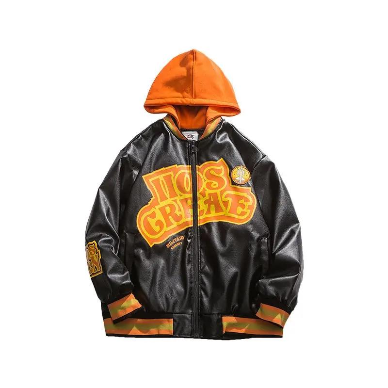 

Осенняя кожаная бейсбольная куртка с принтом, женская и мужская куртка, парная куртка-бомбер унисекс в стиле бойфренда, уличная одежда в сти...