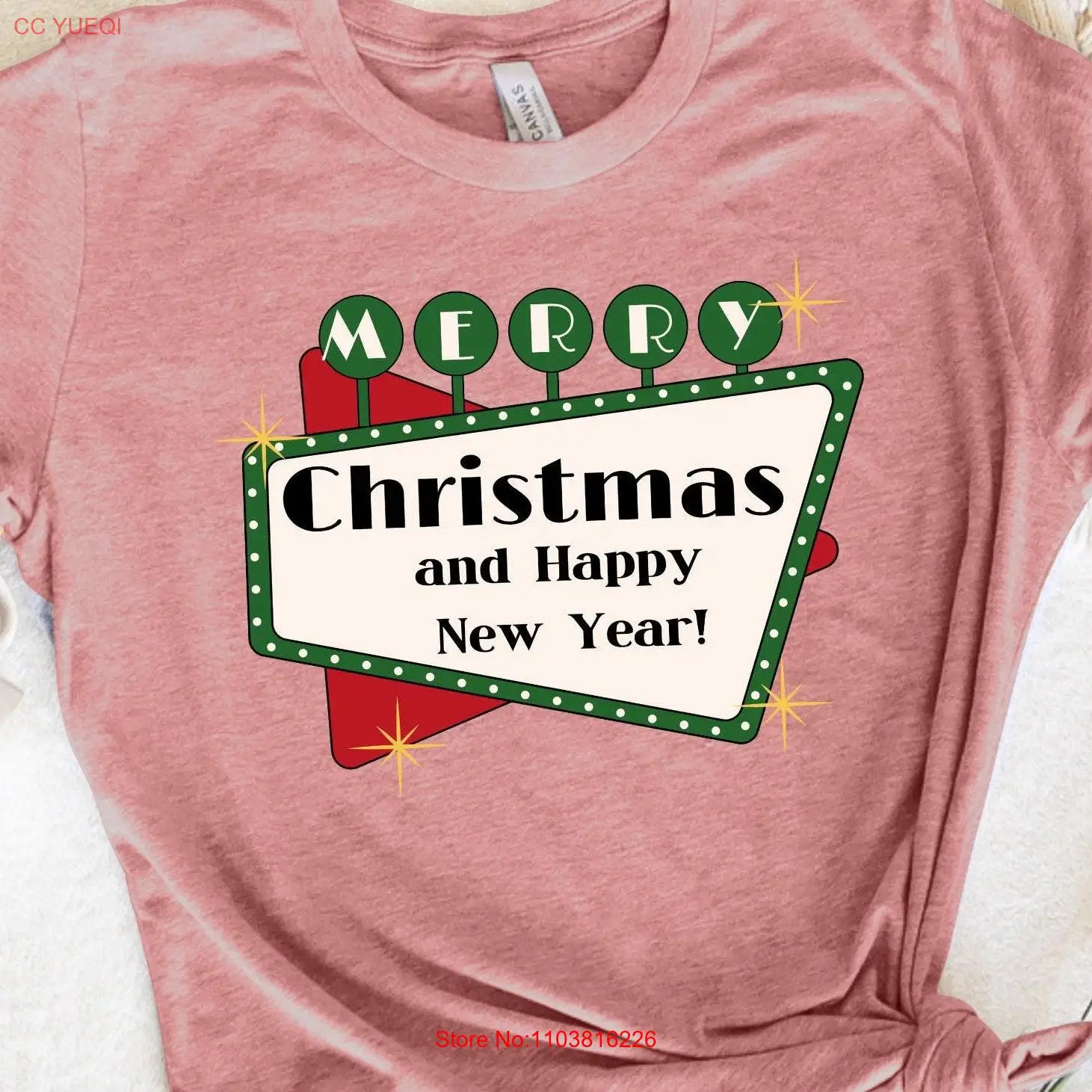 Merry Christmas and Happy New Year T Shirt Holiday Xmas Top Festive Winter Vintage Retro Sign s for Collector |