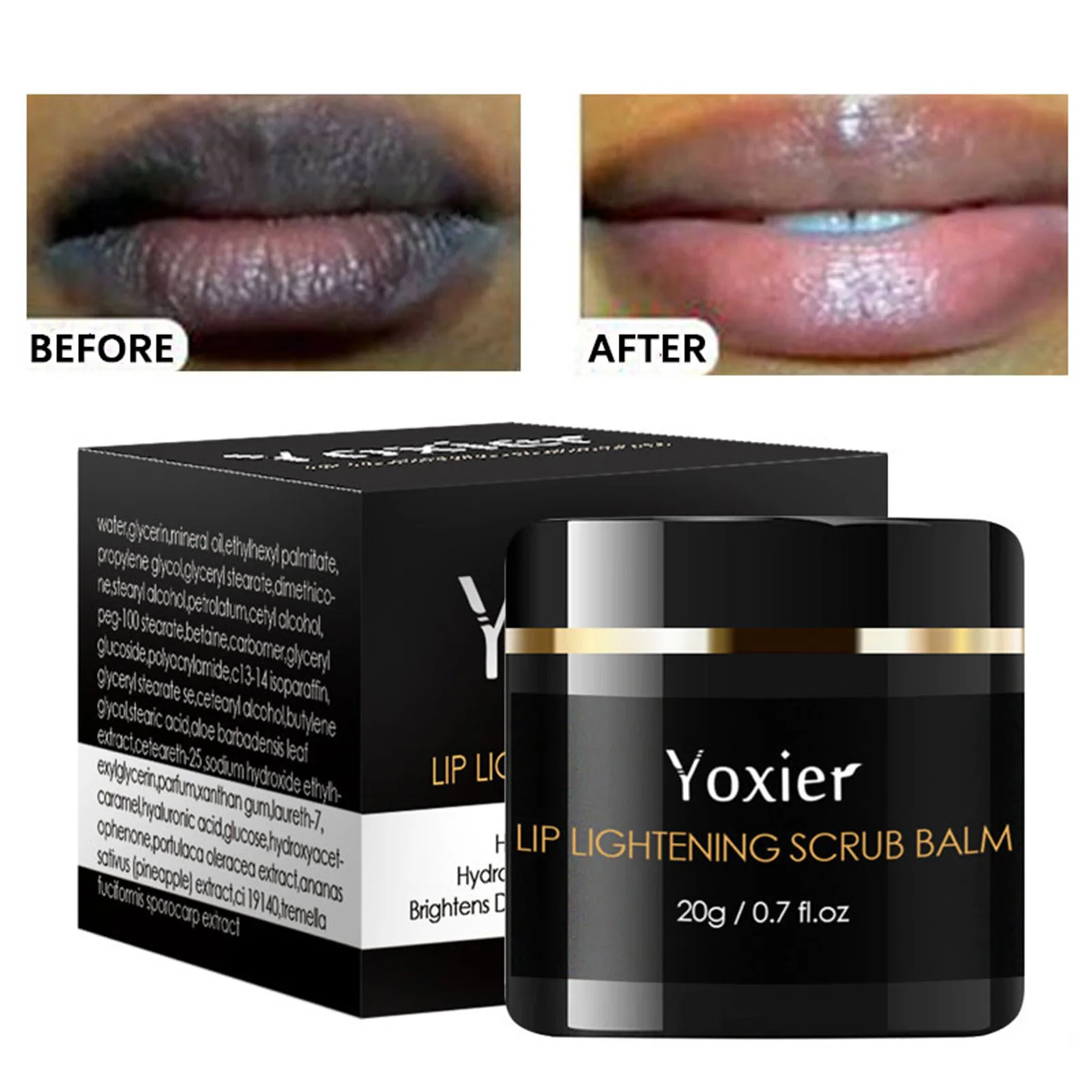 

Lip Lightening Scrub Balm Lightens Dark Lips Moisturizing Repair Anti-Aging Brightening Hyaluronic Acid 20g