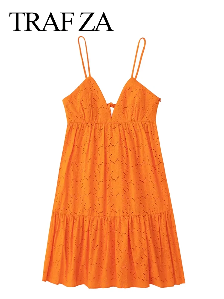 

Женское платье на бретельках с открытой спиной, однотонное желтое облегающее длинное платье с завязками для вечерние, TRAF ZA, лето 2022