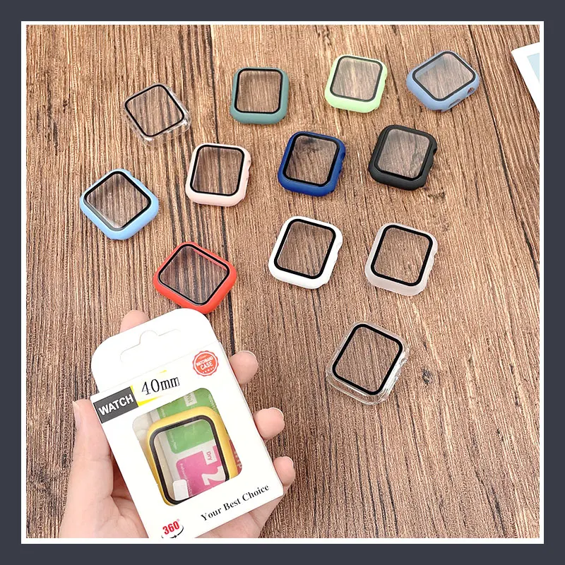 Glass + Cover For Apple Watch Case 8 7 6/SE/5/4/3/2/1 iWatch 42mm 38mm bumper Tempered Glass for apple watch 44mm 40mm 45mm 41mm