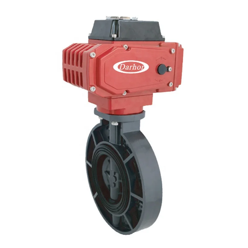 

China high performance anti-acid chemical electric PVC butterfly valve with actuator