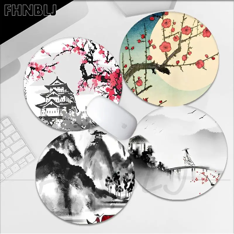 

Chinese Style Cute Plum 20x20cm Round Office Computer Desk Mat Table Keyboard Big Mouse Pad Laptop Cushion Non-slip Desktop Mat