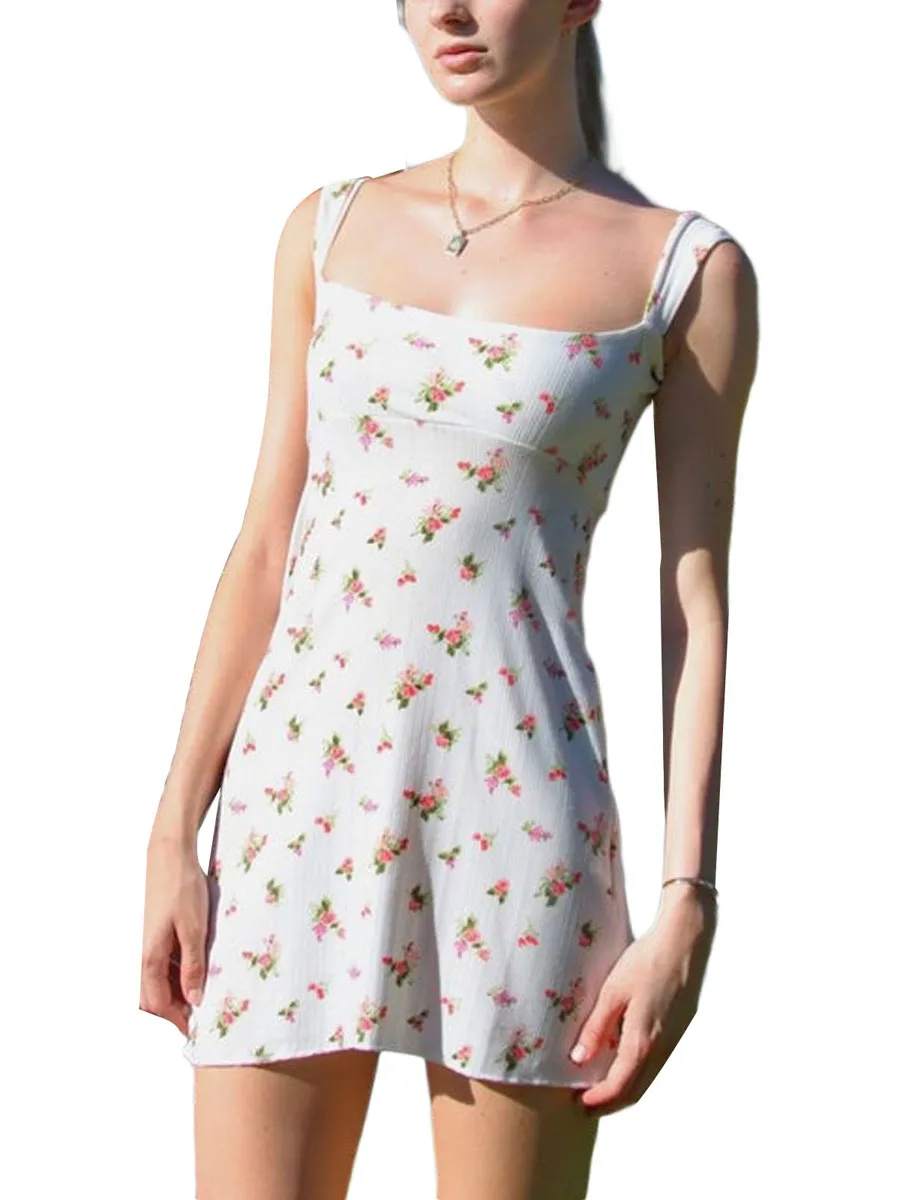 

Women Backless Mini Dress Bodycon Spaghetti Strap Strappy Low Cut Cami Dress Ruched Sleeveless Short Dresses Club