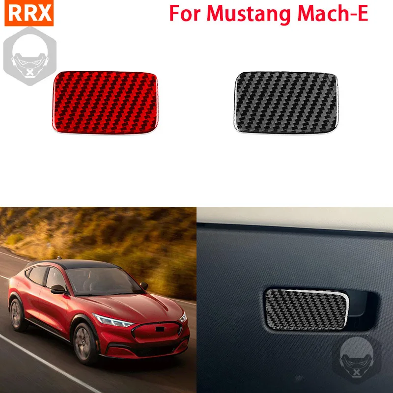 For Ford Mustang Mach-E Mach E 2021 2022 Carbon Fiber Copilot Glove Box Switch Decoration Cover Trim Sticker Car Accessories