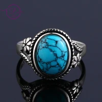 natural turquoise silver ring fashion jewelry personalized rings for women engagement wedding jewelry gift