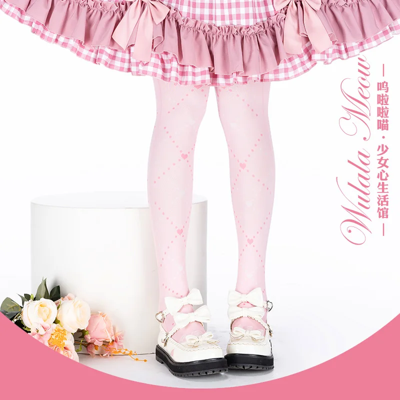 

Original Design Pink Hearts Cat Claw Cute Girl Women's Lolita Over-knee Stockings 120D Velvet Thigh High Long Stockings
