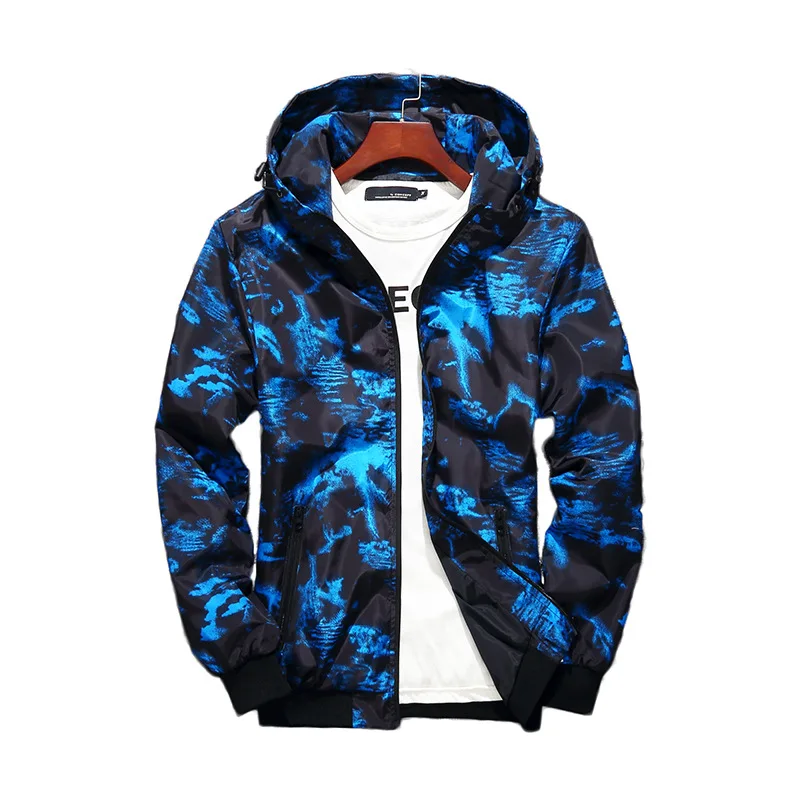 

2022Spring Autumn Mens Casual Camouflage Hoodie Jacket Men Waterproof Clothes Men's Windbreaker Coat Male Outwear 5XL