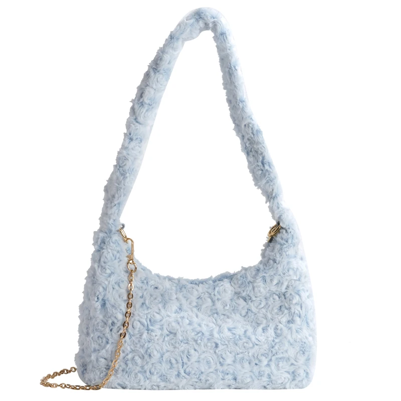 

YY Plush Rose Underarm Bag Special-Interest Design Plush Bag Female Autumn and Winter