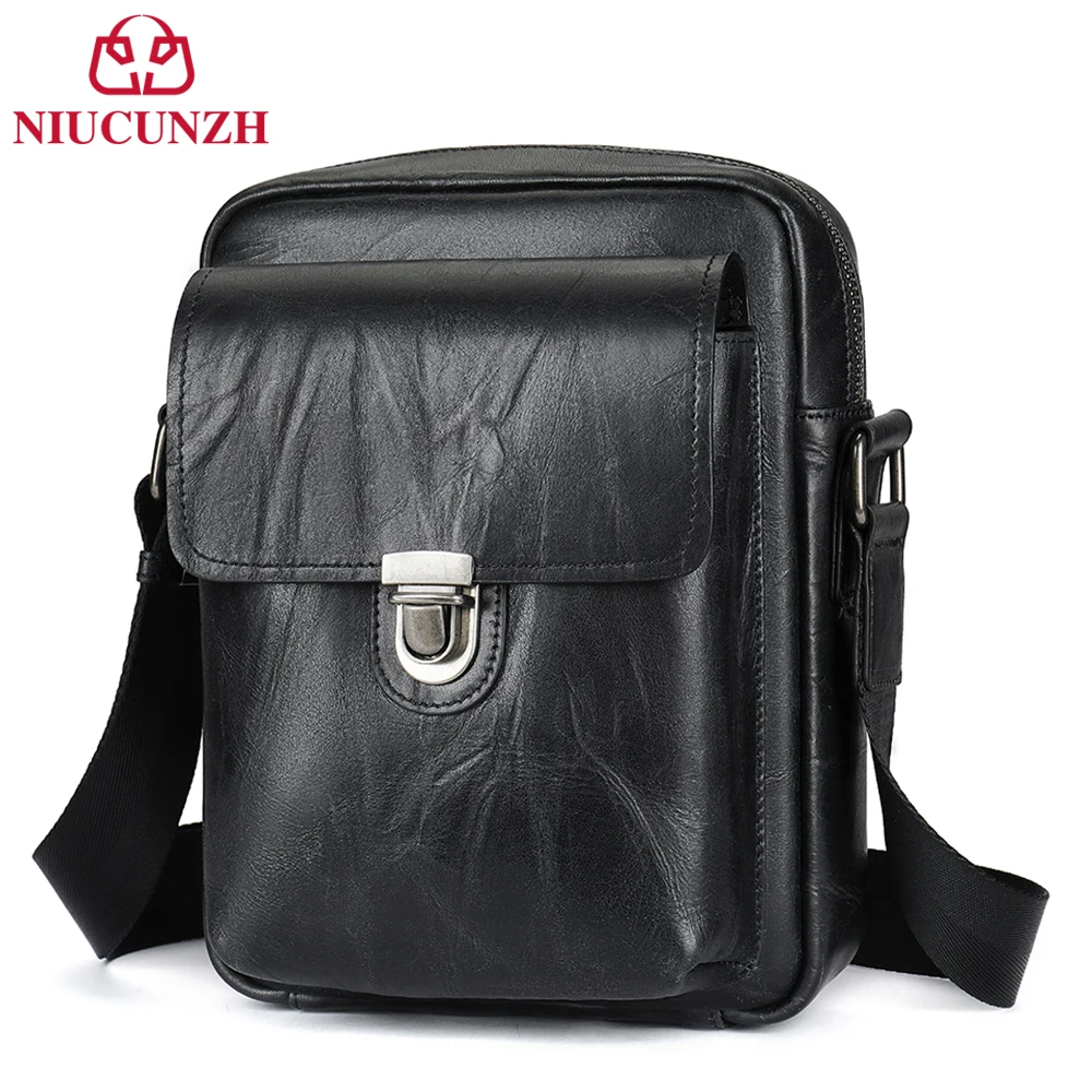 

Винтажные кожаные Наплечные сумки NIUCUNZH через плечо для мужчин, черная сумка-мессенджер, деловая дорожная Повседневная забавная Сумка для мужа