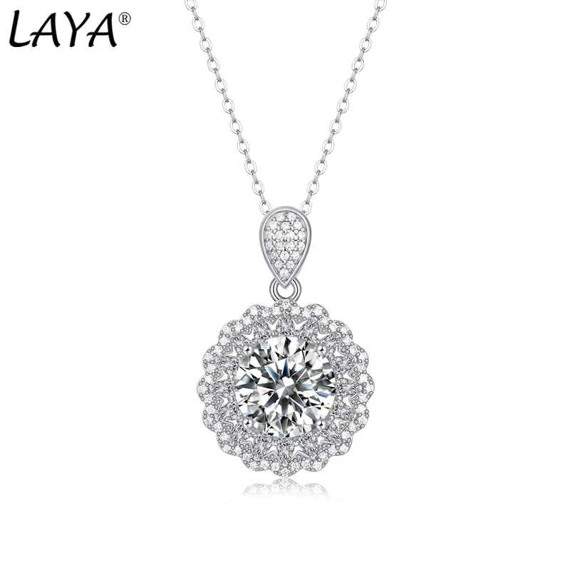 

LAYA S925 Sterling Silver Ruomeng 5ct Shining Moissanite Pendant Necklace For Women Bride Wedding Gift Luxury Jewelry 2022 Trend