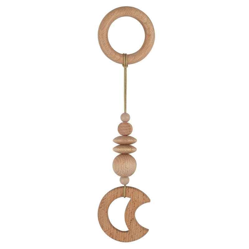 

Stroller Rattle Baby Gym Frame Pendant Wooden Ring Silicone Beads Teether Nursing Molar Teething Toys Shower Gifts P31B