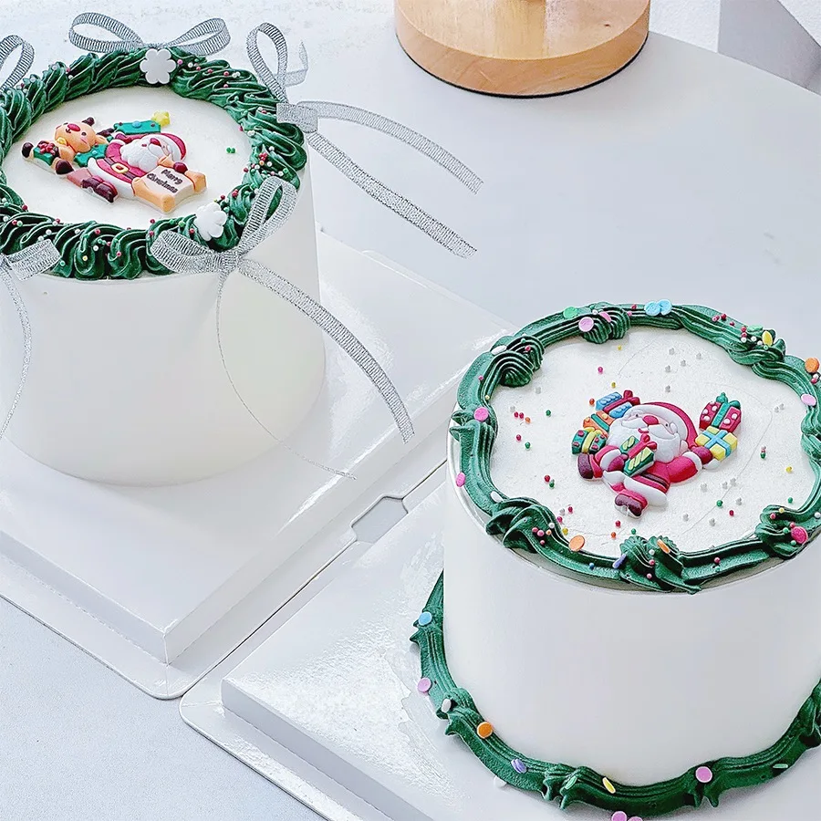 Рождественское Украшение Для Торта Санта-Клаус Лось Дерево Парафин Воск Топпинг