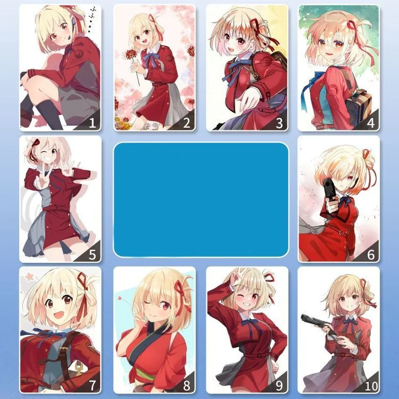 

Lycoris Recoil Anime Sticker Nishikigi Chisato Inoue Takina Cartoon PVC Back Film Tape Sticker for Credit Card Cute Decorative