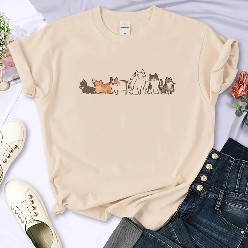 

funny cat tshirt women Y2K top girl comic anime streetwear clothes