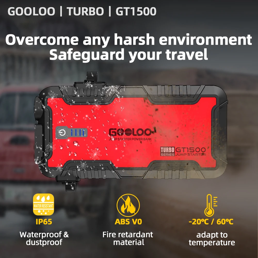 $50.50 GOOLOO Powerbank Battery 12V Vehicle Jump Starter Power Bank 1500A Peak Current Car Starting Device 15000A Motorcycle Booster