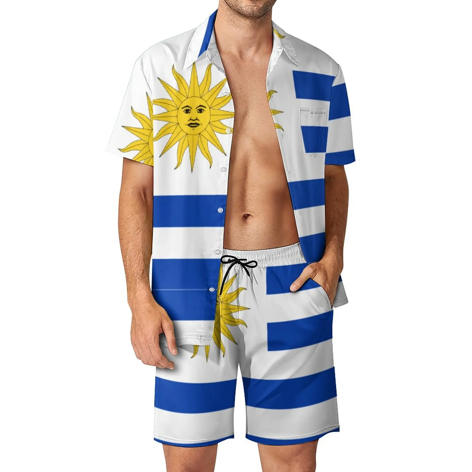 

Uruguay Flag Uruguay Flag Men's Beach Suit Graphic 2 Pieces Coordinates Vintage Beach USA Size