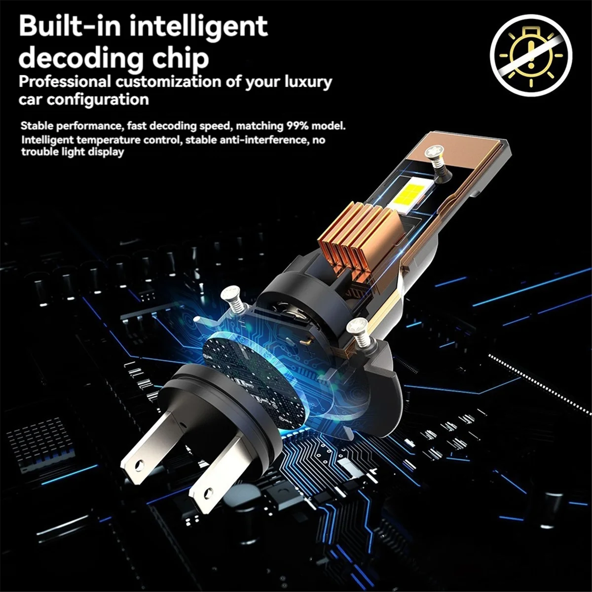 Беспроводная Светодиодная лампа для передних фар 2 шт. 3300 лм H7 66 Вт CSP