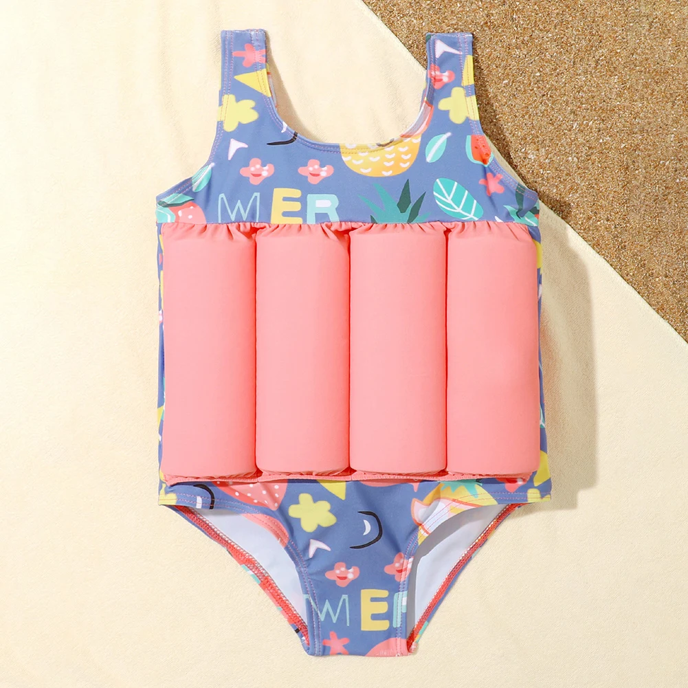 Summer One Piece Swimwear Cute Cartoon Baby Girls Float Striped Swim Vest 2-9 Years Kids Boys Floatation Swimsuit Buoyancy