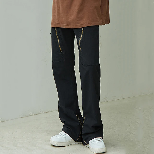 Men Jeans In Europe and America, High Street Style, Multi-zippers, Slit Tooling Jeans, Hip-hop Straight Leg Pants, Ins Hot Sale