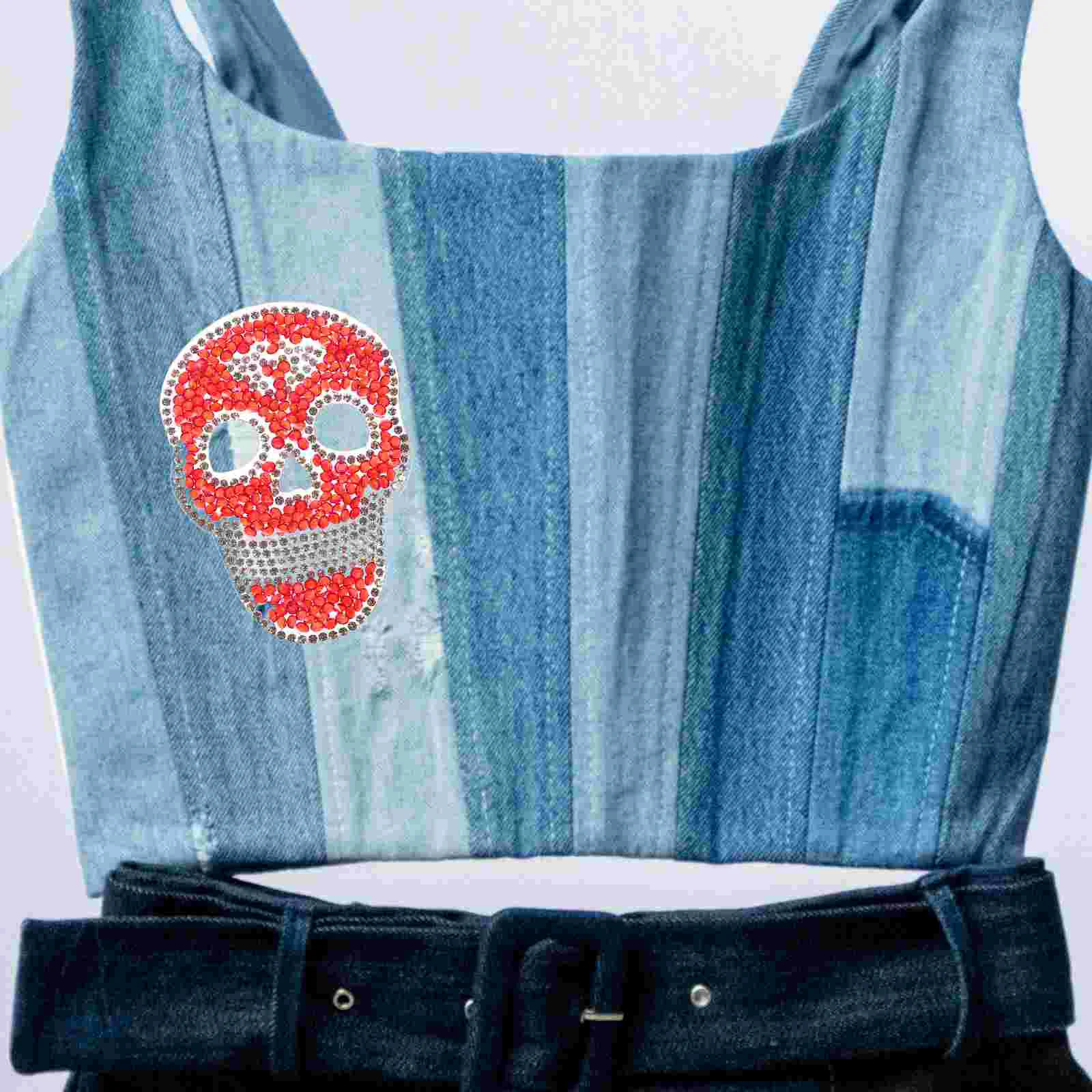 5 шт. наклейки с черепом и горячими бриллиантами нашивки для пальто декор клейкие