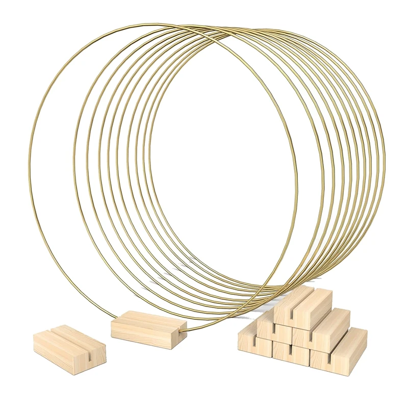 

10 PCS 12 Inch Metal Floral Hoop Centerpieces For Table, Metal Wreath Ring With 10 PCS Place Card Holders For Wedding