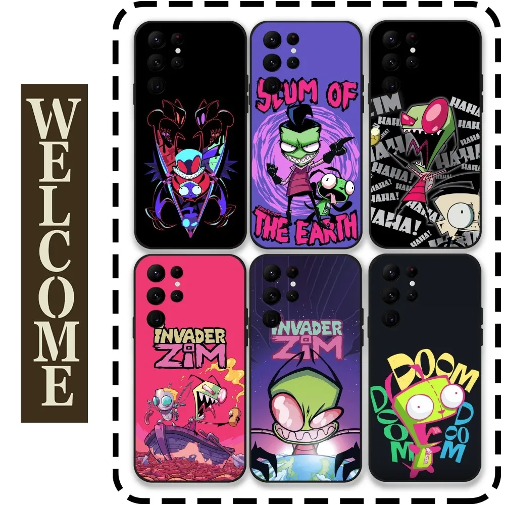 I-Invader Z-Zim Cartoon Phone Case for Samsung Galaxy S24 Ultra S22 S23 S21 S20 5G Protective Silicone TPU Funda