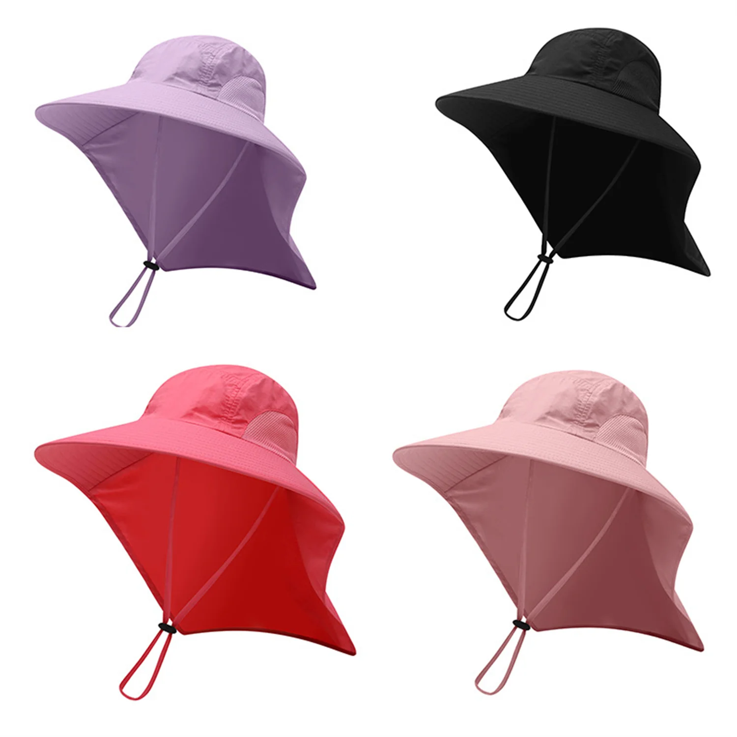 

New Big Brim Bucket Hat Outdoor Sunscreen Hat Bucket Hat Sunscreen Neck Protector Climb Tour Run Fisherman Wide Brim Foldable