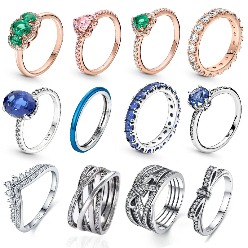 

Für Frauen Ring Authentische 925 Sterling Silber Funkelnden Reihe Sapphire Eternity Ring, Der Glück Damen Schmuck