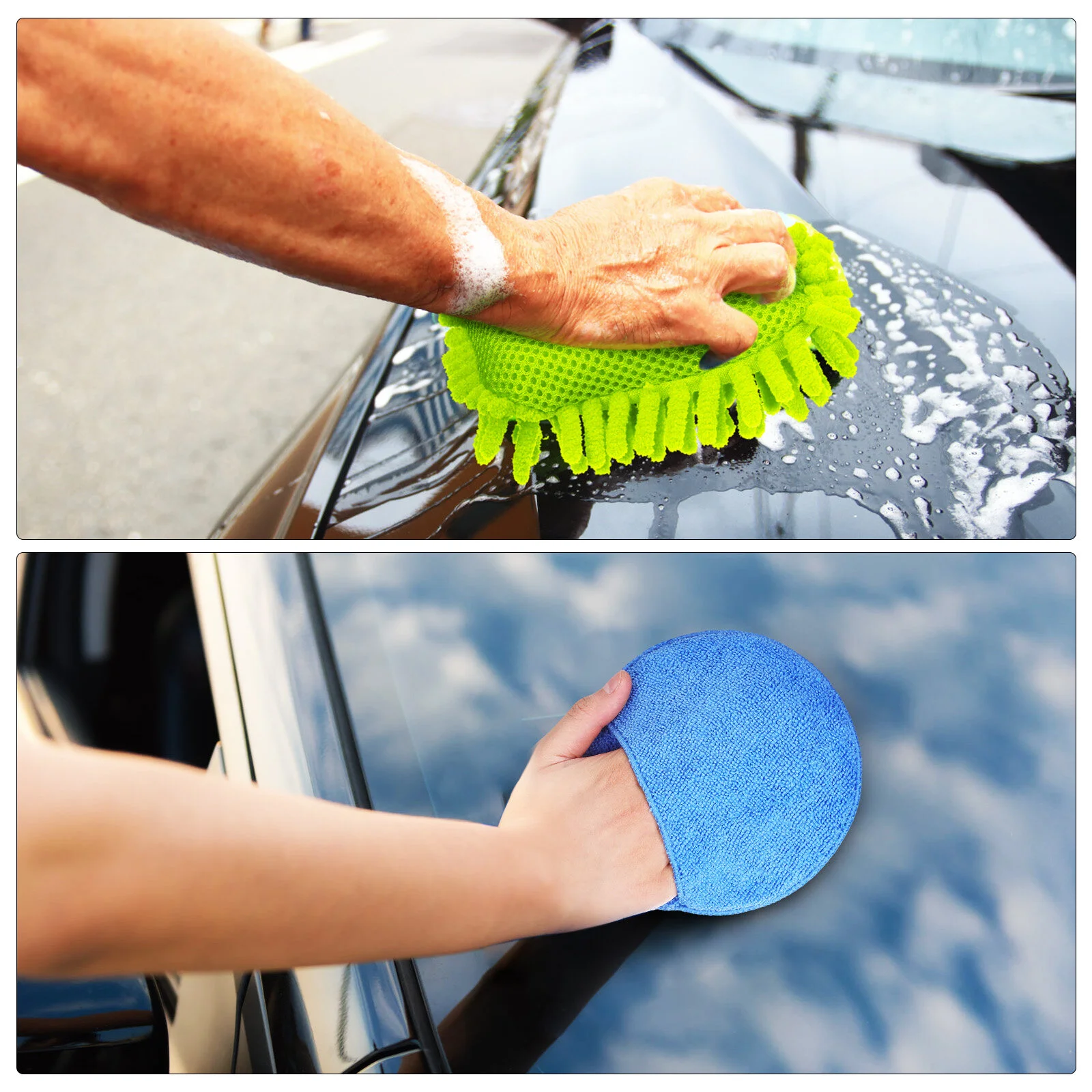 

4 Pcs Car Sponge Tableware Wax Applicator Pad Automatic Cleaning Chenille Travel