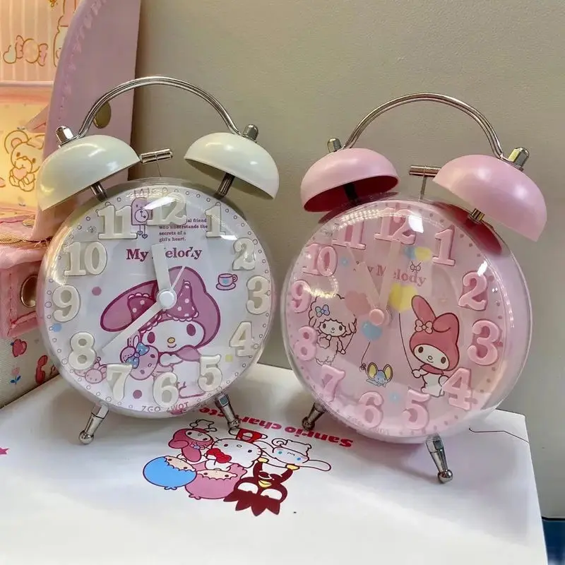 

Kawaii Sanrio Hello Kitty My Melody Cinnamoroll Metal Clock Cartoon Loud Alarm Clock Children Cute Bedside Mute Alarm Clock