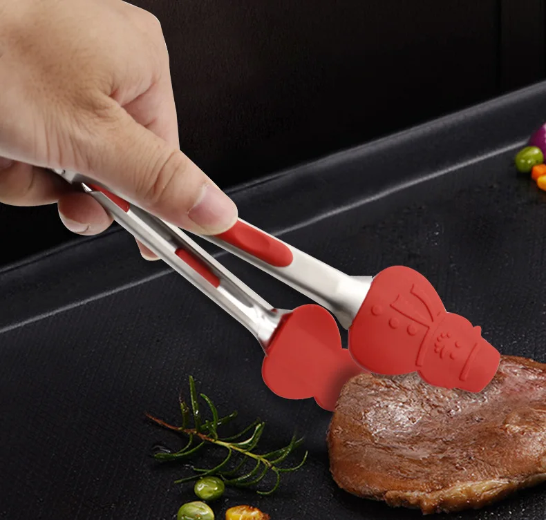 

Силиконовые щипцы для еды, приспособление для приготовления стейка, хлеба, имбиря, снеговика, рождественской елки, инструмент для барбекю, салата