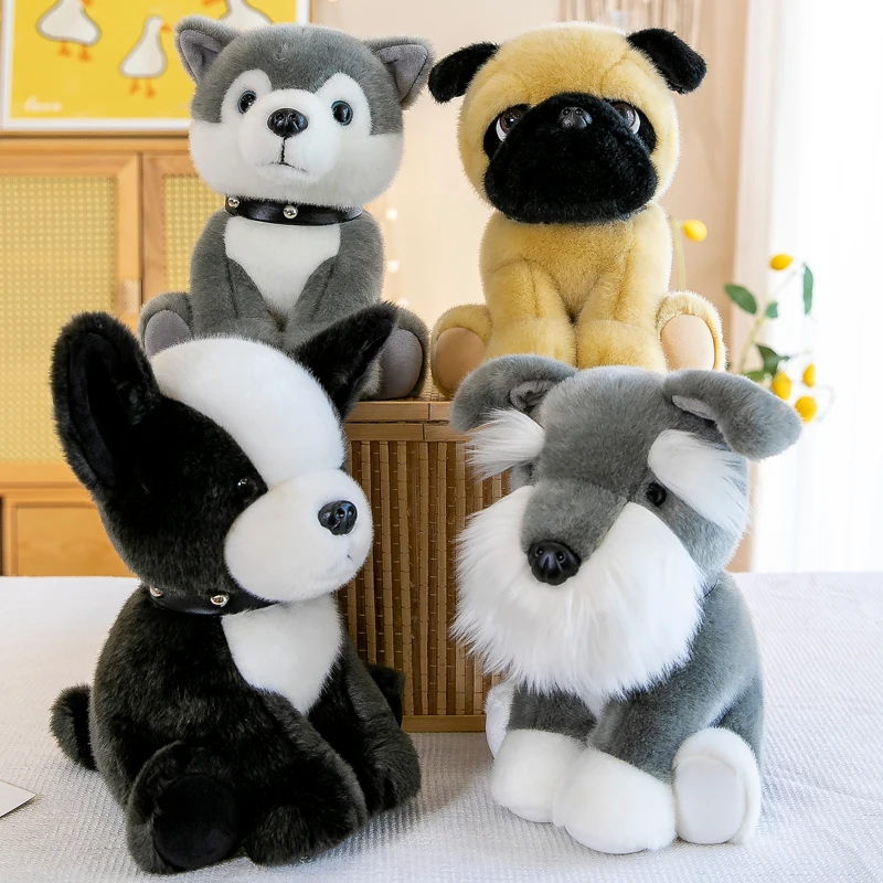 

21/26cm Cute Soft Husky Schnauzer Shar Pei Bulldog Plush Toys Office Nap Pillow Home Comfort Cushion Child Gift Cotton Doll