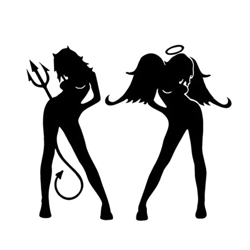 

Angel and Devil Sexy Girl Decorative Car Sticker Motorcycle Car Accessories Black/Silver/White
