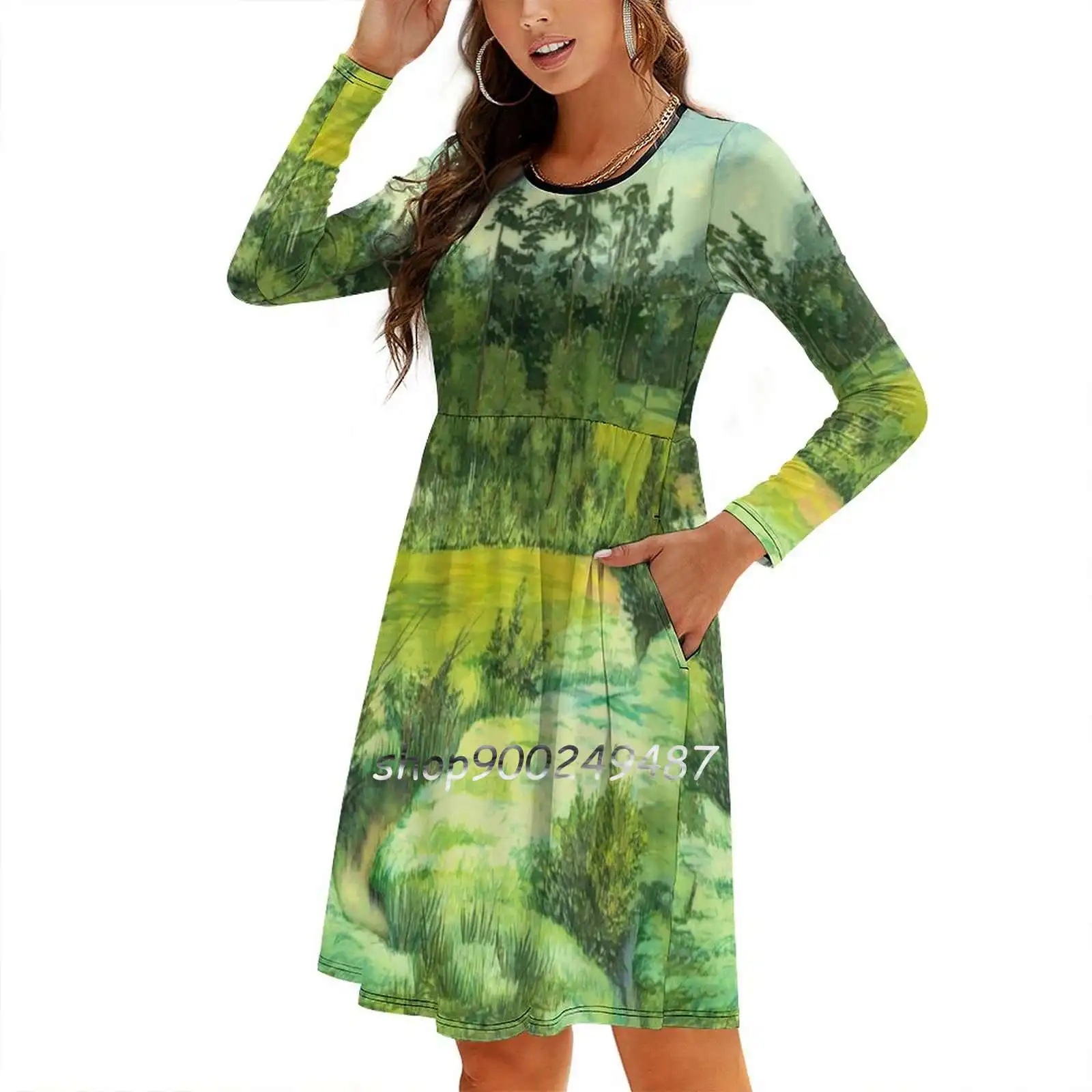 Зеленая долина акварельные вечерние платья сексуальное платье миди женское