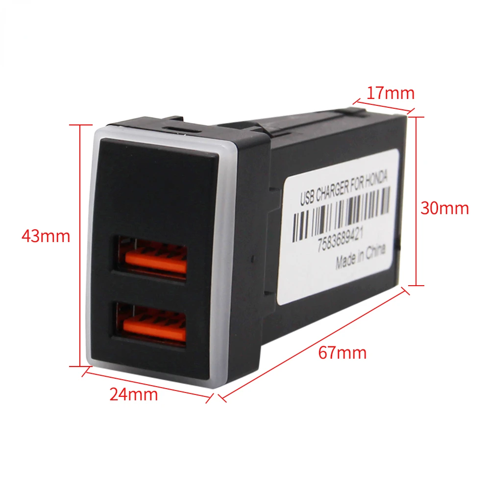 

Car Accessories 12V Dual USB Car Charger QC3.0 LED Voltmeter Power Adapter With Digital Voltage Display ForHONDA