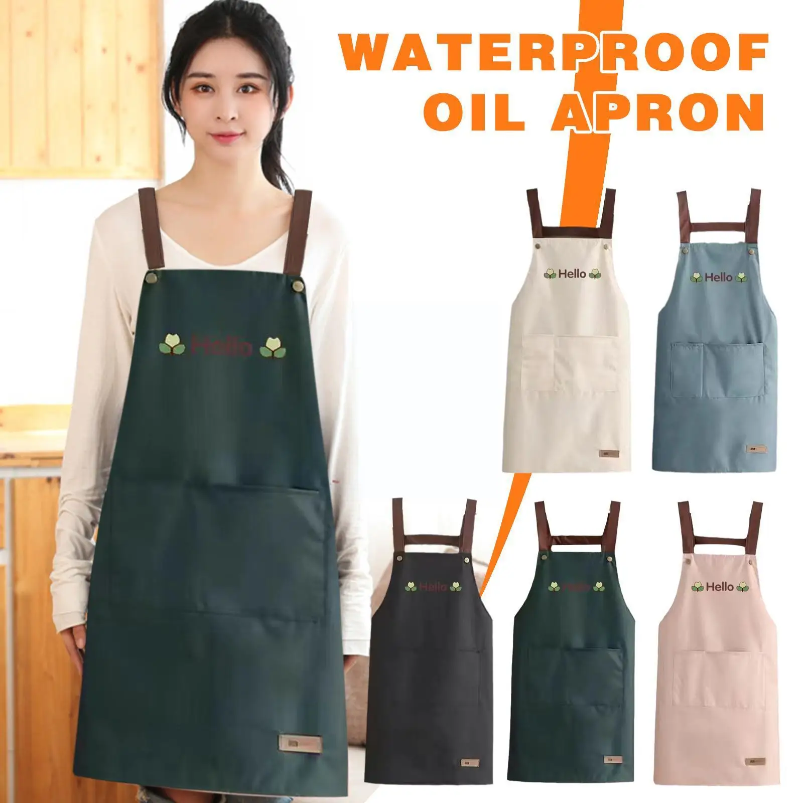 

2022 Apron Home Kitchen Waterproof And Oilproof Workwear Aprons Apron Apron Apron Thin Cooking Dress Black Dining Summer K5p6