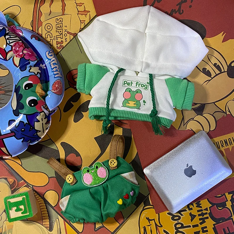 

Лидер продаж, хлопковая одежда для куклы 20 см, комплект из свитера с зеленой лягушкой, милые комбинезоны для шарнирных кукол, Одежда для куко...