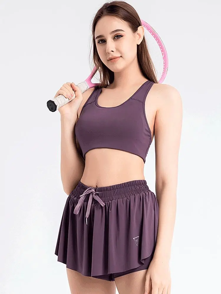 Полный комплект спортивной одежды для йоги бюстгальтер короткая юбка летний