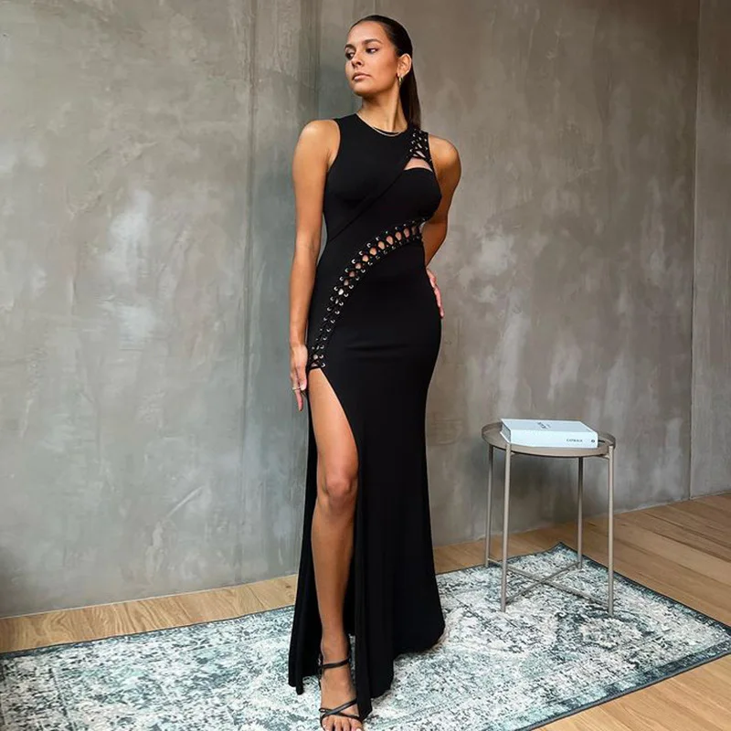 

Женское облегающее платье с высокой талией, элегантное розовое ажурное платье с длинным рукавом и складками для клувечерние на лето