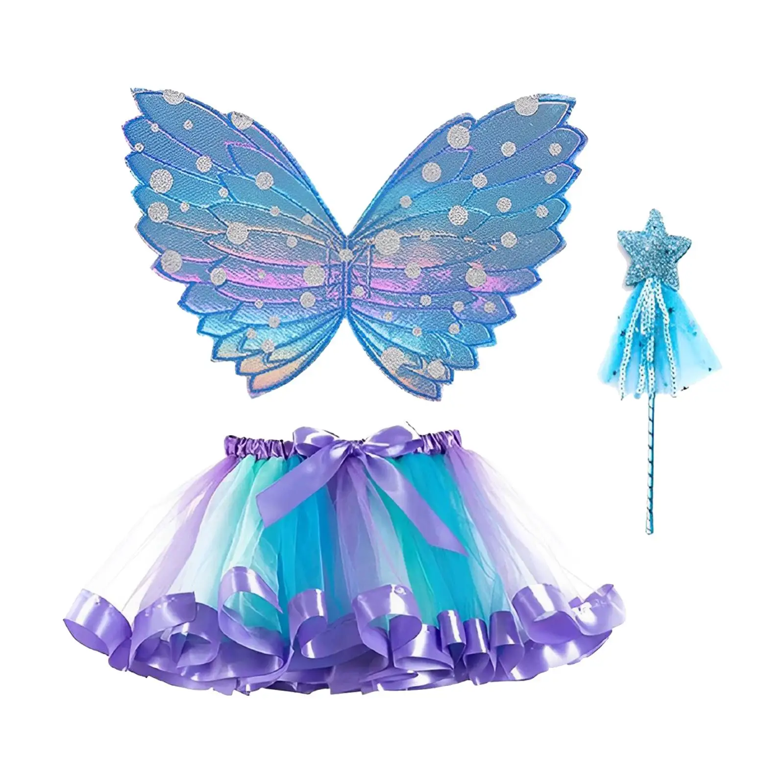 

Fairy Costume Set Girls Butterfly Wing Tutu Angel Wand Kids Princess Cosplay for Prop Masquerade Stage Performance Party Favors