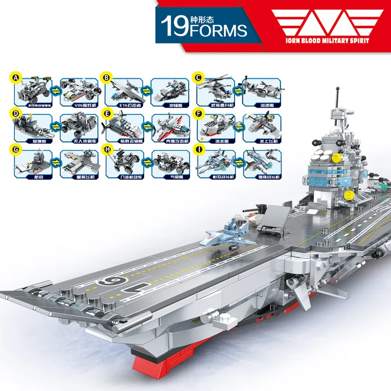 

Military Nuclear Powered Aircraft Carrier Building Blocks Warship Small Particle Assembling Puzzle Building Blocks Boys Toys