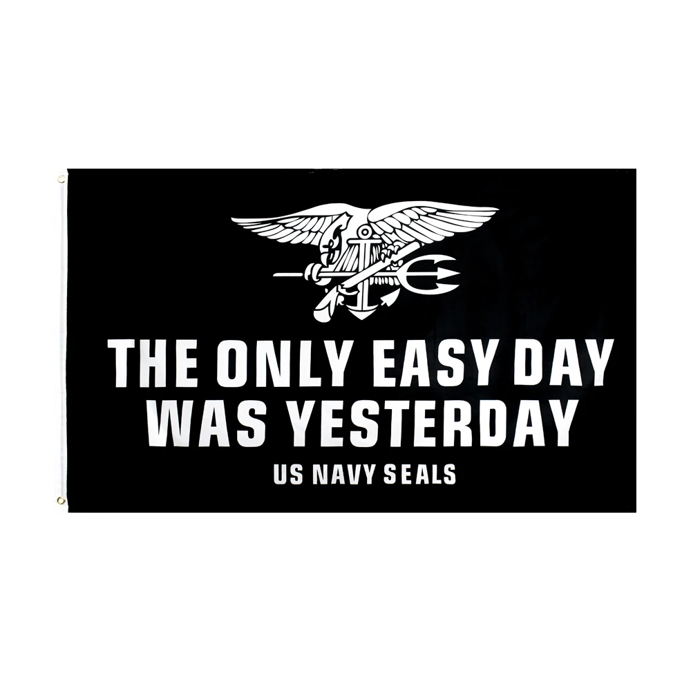 

FLAGJM 90x150cm The Only Easy Day Was Yesterday US NAVY SEALS Flag For Decoration