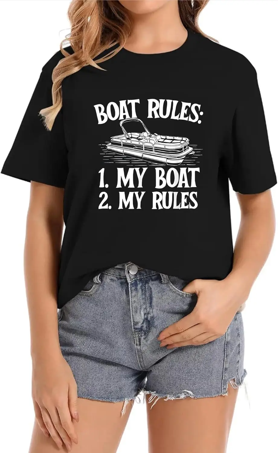 Правила лодки Озерная лодка Капитан Моторная с круглым вырезом Повседневная