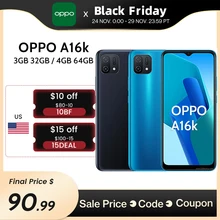 Global Version OPPO A16k Smartphone MTK Helio G35 Octa Core 3GB 32GB 6.52'' HD+ Screen 13MP Main Cameras 4230mAh 4G Mobile Phone