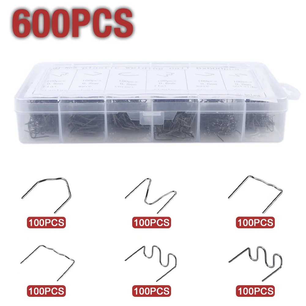 

600 Шт. Скоб Для Горячего Степлера Для Сварки Пластика, Ремонта Автомобильных Бамперов, Нержавеющая Сталь 0,6/0,8 Мм