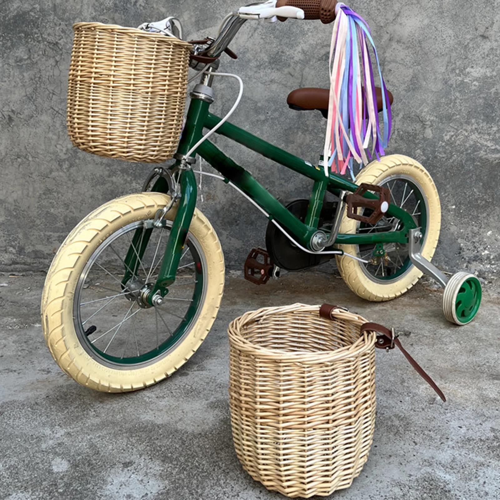 

Bike Basket Front Bike Front Handlebar Basket With Adjustable Buckles Natural Wicker Woven Basket With Adjustable Buckles Bike