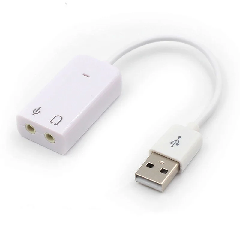

Laptop PC Mac with Cable 3D USB 2.0 Virtual 7.1 Channel External USB Audio Sound Card Adapter Sound Cards White