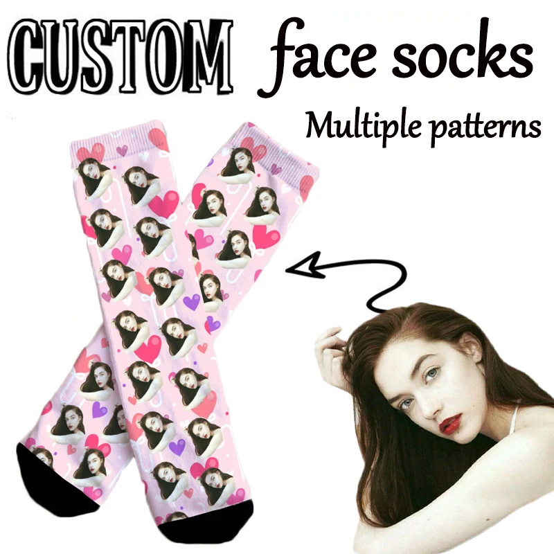 Newly Designed Custom Cotton Socks Female Facial Color Love Socks Harajuku Fashion Kawaii Girl Socks Multi Style Festivals Gifts