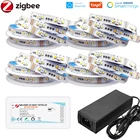 Светодиодная лента 20 м ZIGBEE 3,0 с умным управлением, 24 В постоянного тока, 5050 RGBCCT, 3500K-6500K, комнатное освещение, Декор, голос для Tuya Zigbee Smartthings H * UE